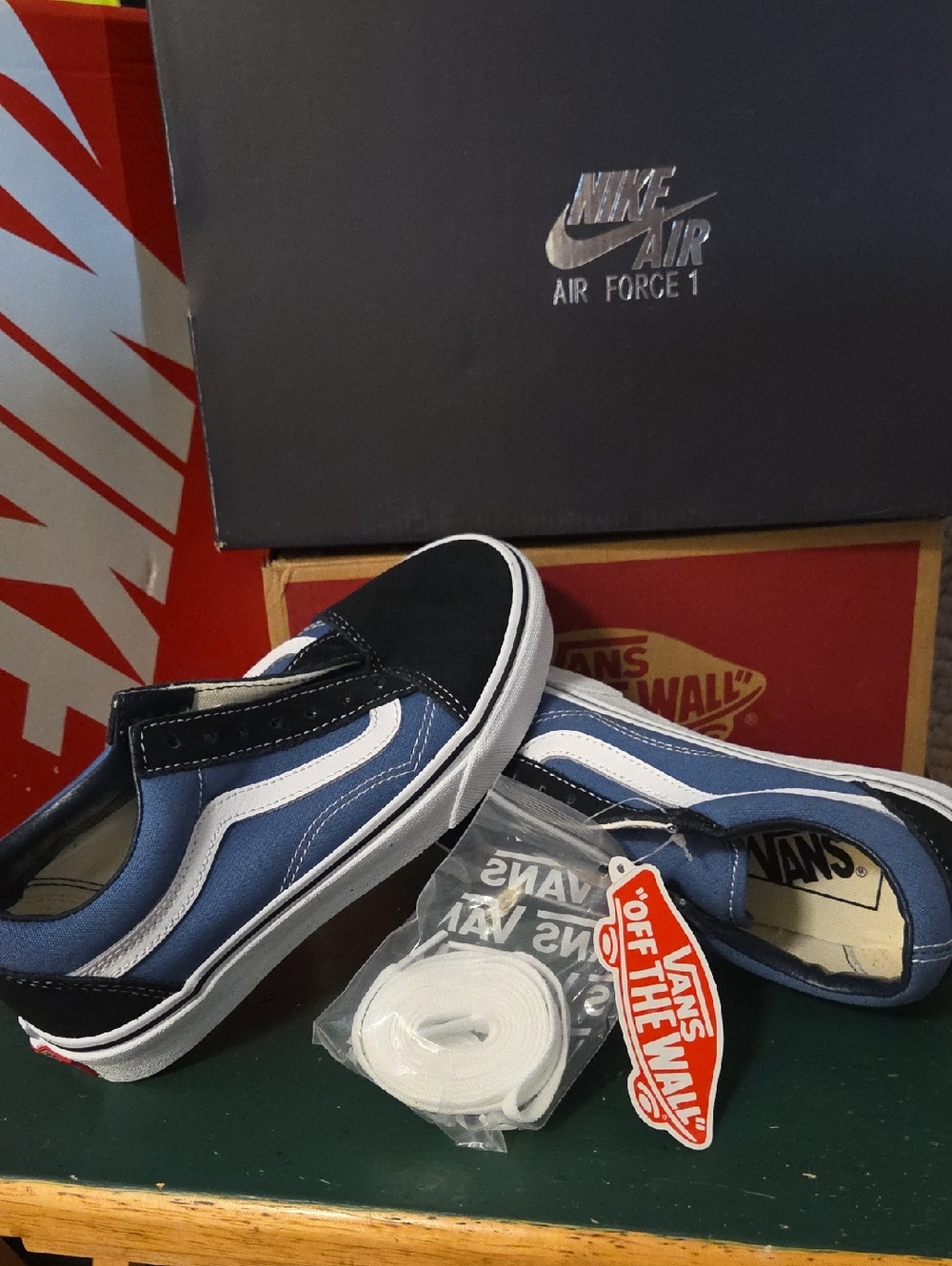 Vans Slip-On Sneakers in Blue, Black & White